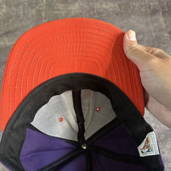 Men's Vintage 90's AJD Phoenix Suns Purple Orange Plain Logo Snapback Hat Cap - Picture 4 of 6